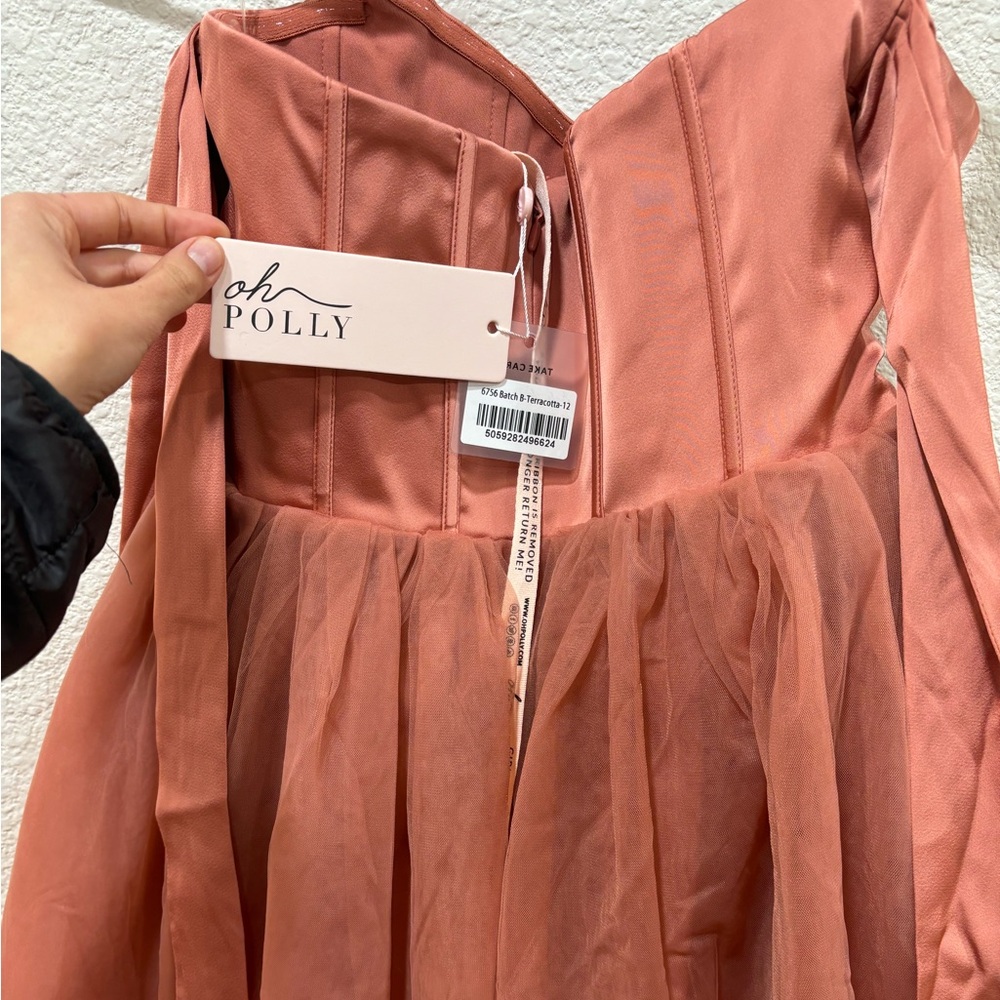 Oh Polly Corset Mini Dress • Size 12 • Terracotta, NWT • - Picture 3 of 3